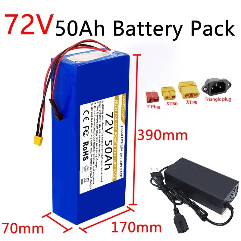 60V 50Ah Electric Scooter Battery - Paquete de baterías de 72V 18650,